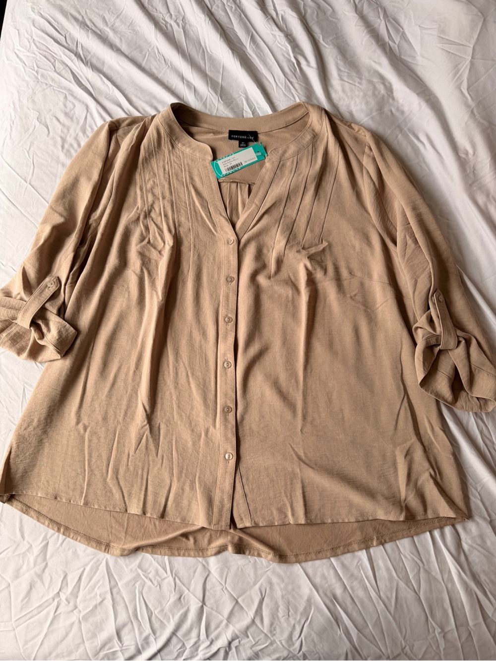 NWT Fortune + Ivy Bella Rolltab Blouse Beige 2X Stitch Fix
